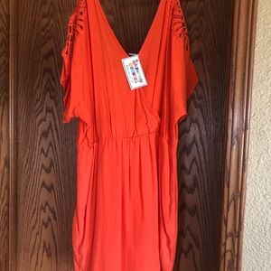 Orange Knee Length Dress